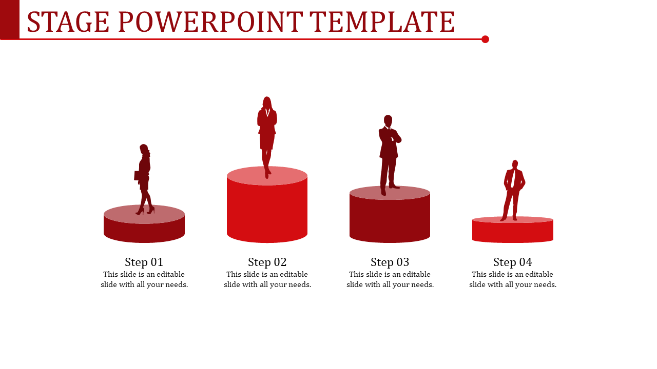 Incredible Stage PowerPoint Template In Red Color Slide